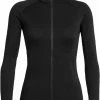 Icebreaker Elemental Longsleeve Met Doorlopende Rits Dames, Zwart