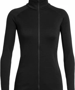 Icebreaker Elemental Longsleeve Met Doorlopende Rits Dames, Zwart