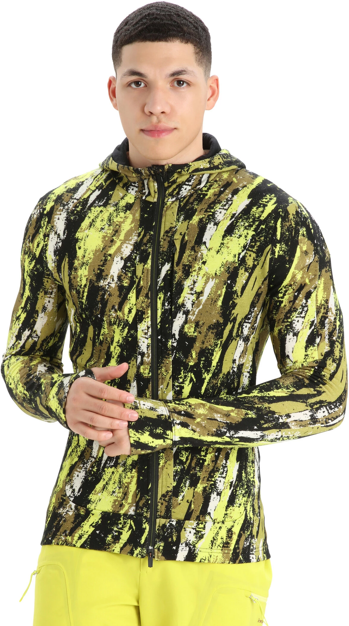 Icebreaker Quantum III Sedimentary LS Zip Hoodie Men, Geel/zwart 2 Icebreaker Quantum III Sedimentary LS Zip Hoodie Men, Geel/zwart - Afbeelding 2