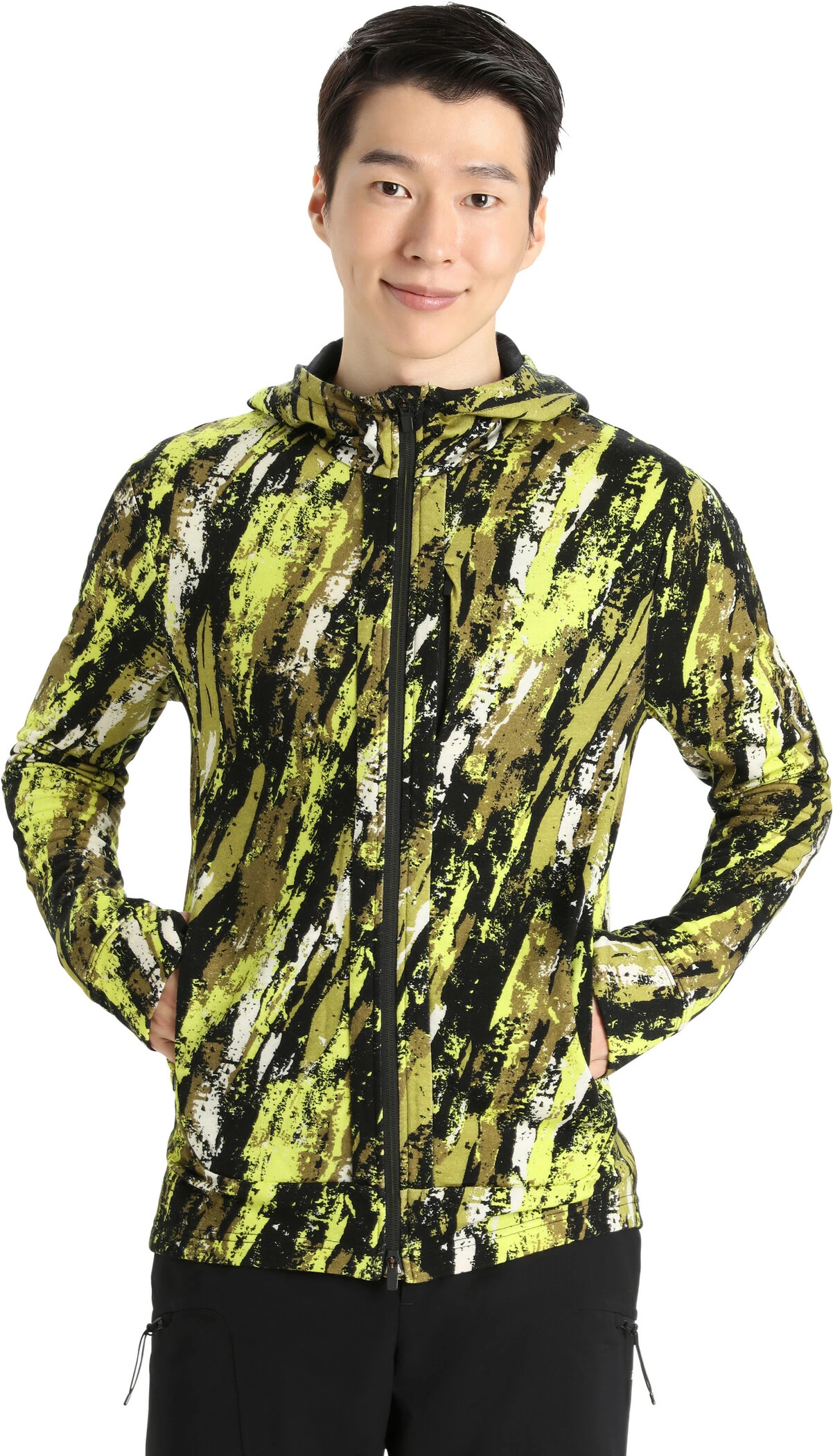 Icebreaker Quantum III Sedimentary LS Zip Hoodie Men, Geel/zwart 3 Icebreaker Quantum III Sedimentary LS Zip Hoodie Men, Geel/zwart - Afbeelding 3