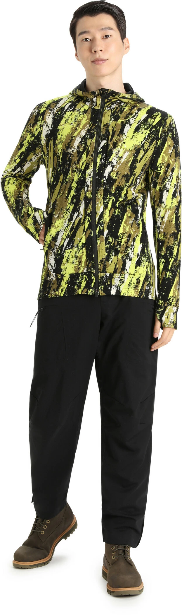 Icebreaker Quantum III Sedimentary LS Zip Hoodie Men, Geel/zwart 5 Icebreaker Quantum III Sedimentary LS Zip Hoodie Men, Geel/zwart - Afbeelding 5