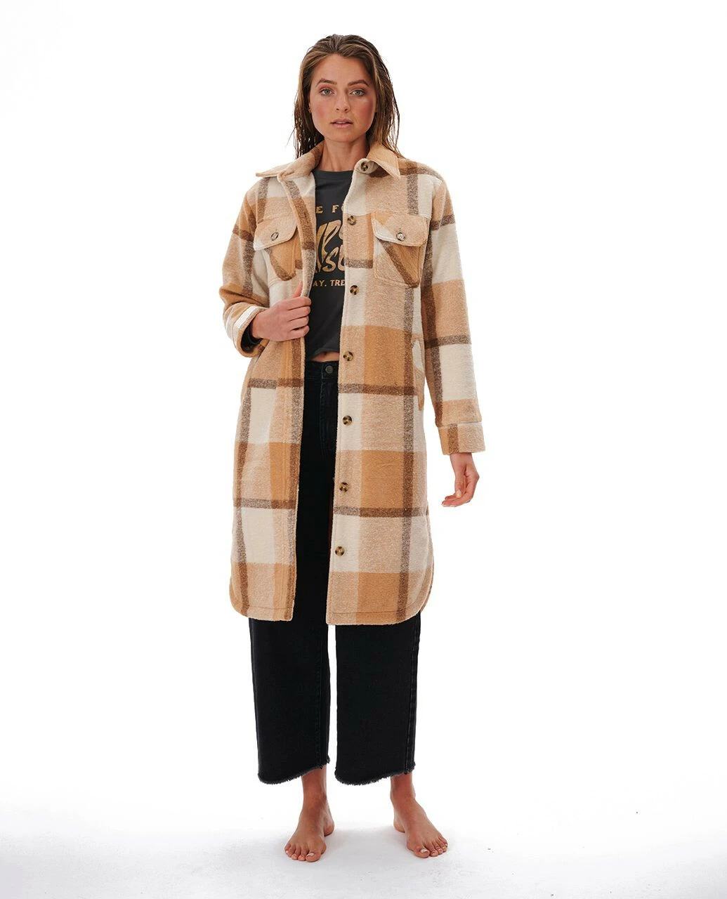 Rip Curl Breeze Check Jacket Women, Beige 1 Rip Curl Breeze Check Jacket Women, Beige