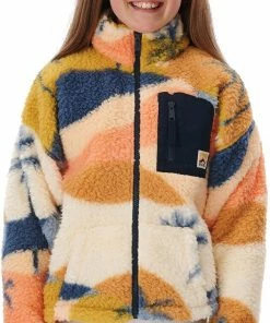 Rip Curl Waves Polar Fleece Jacket Girls, Beige/oranje